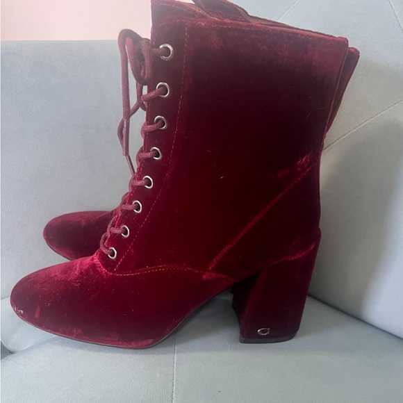 Coach Edie Velvet Bootie in Wine (Red) - Size 7.5 - Picture 3 of 9